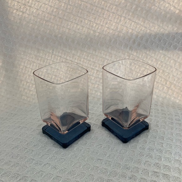 Di Saronno Vintage Pink Glasses With Blue Square Bases - Picture 2 of 5